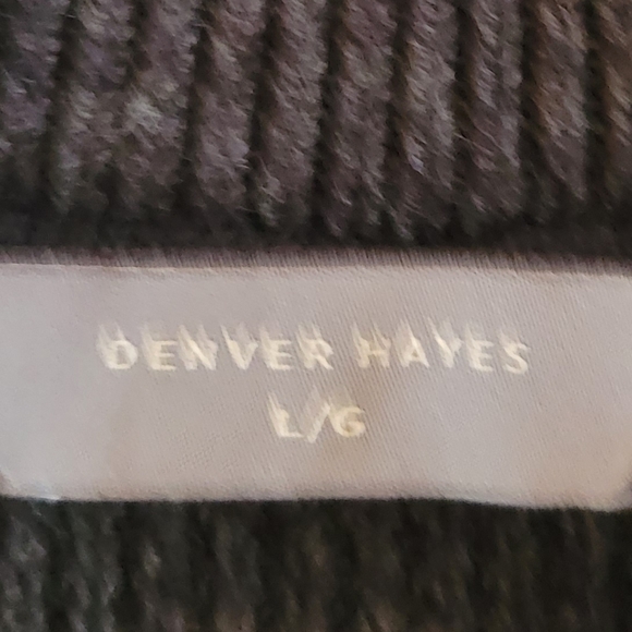 Denver Hayes dark charcoal grey zip up mockneck knit sweater large - Picture 6 of 8
